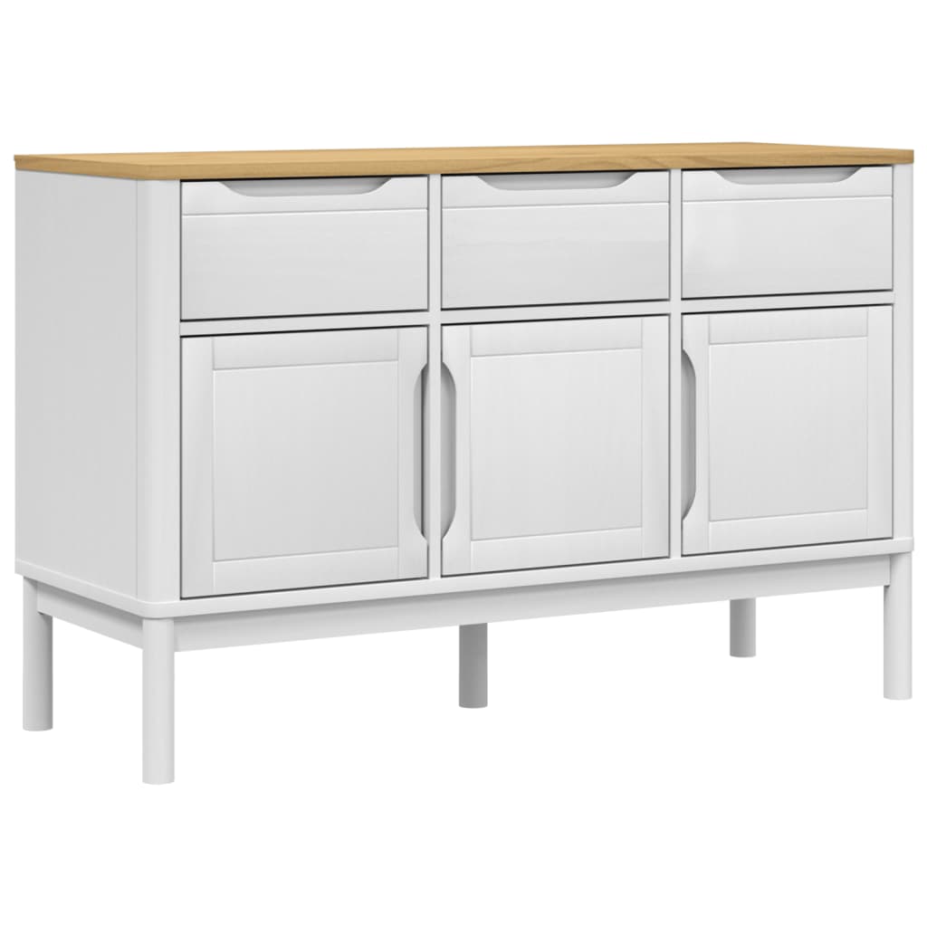 vidaXL Sideboard FLORO White 114x43x74 cm Solid Wood Pine