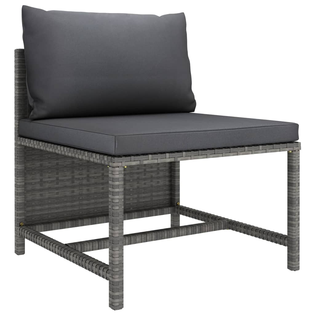 vidaXL 3 Piece Garden Sofa Set with Cushions Grey Poly Rattan