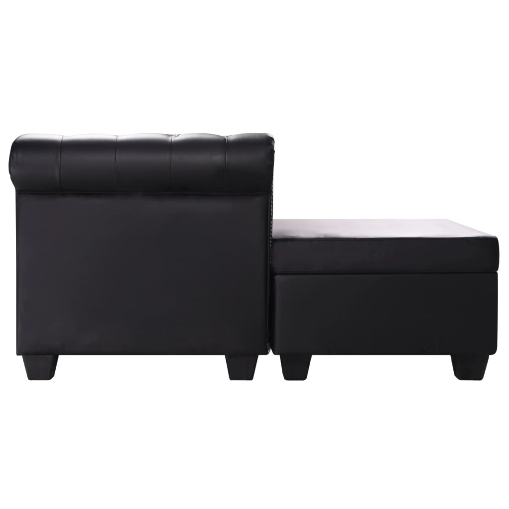 vidaXL L-shaped Chesterfield Sofa Artificial Leather Black