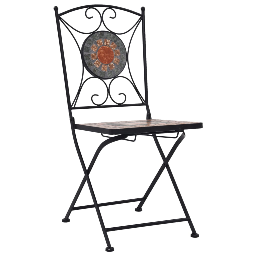 vidaXL 3 Piece Mosaic Bistro Set Ceramic Tile Orange/Grey