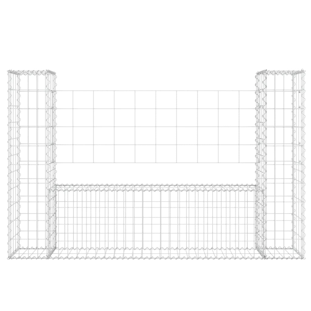 vidaXL U-shape Gabion Basket with 2 Posts Iron 140x20x100 cm