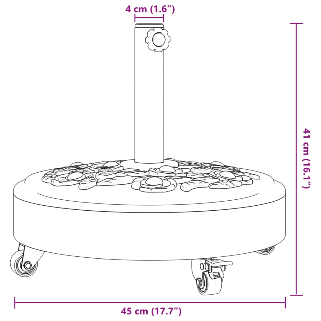 vidaXL Parasol Base with Wheels for Ø38 / 48 mm Poles 27 kg Round