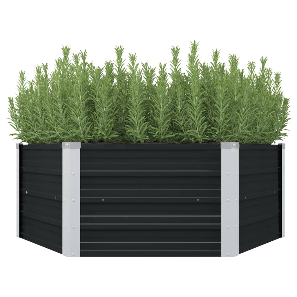 vidaXL Raised Garden Bed Anthracite 129x129x45 cm Galvanised Steel