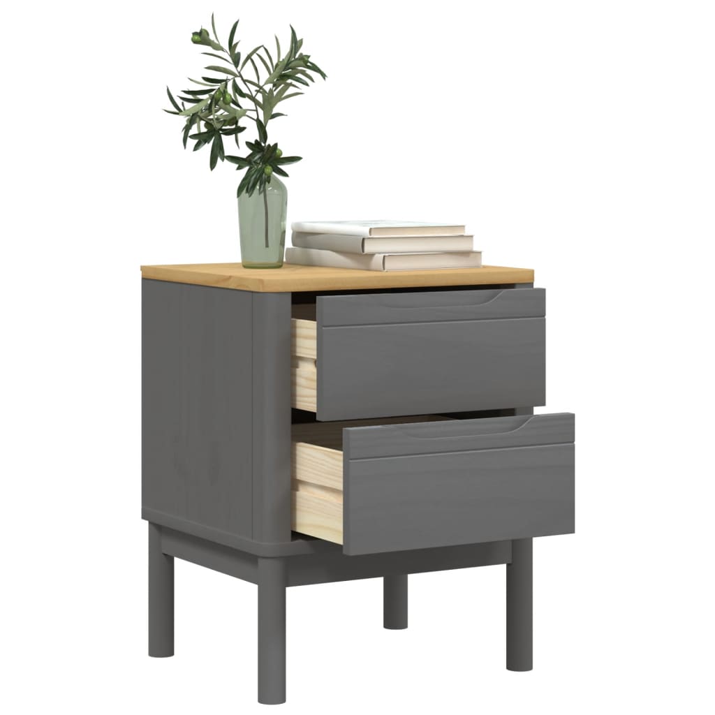 vidaXL Bedside Cabinet FLORO Grey 45x39x57 cm Solid Wood Pine