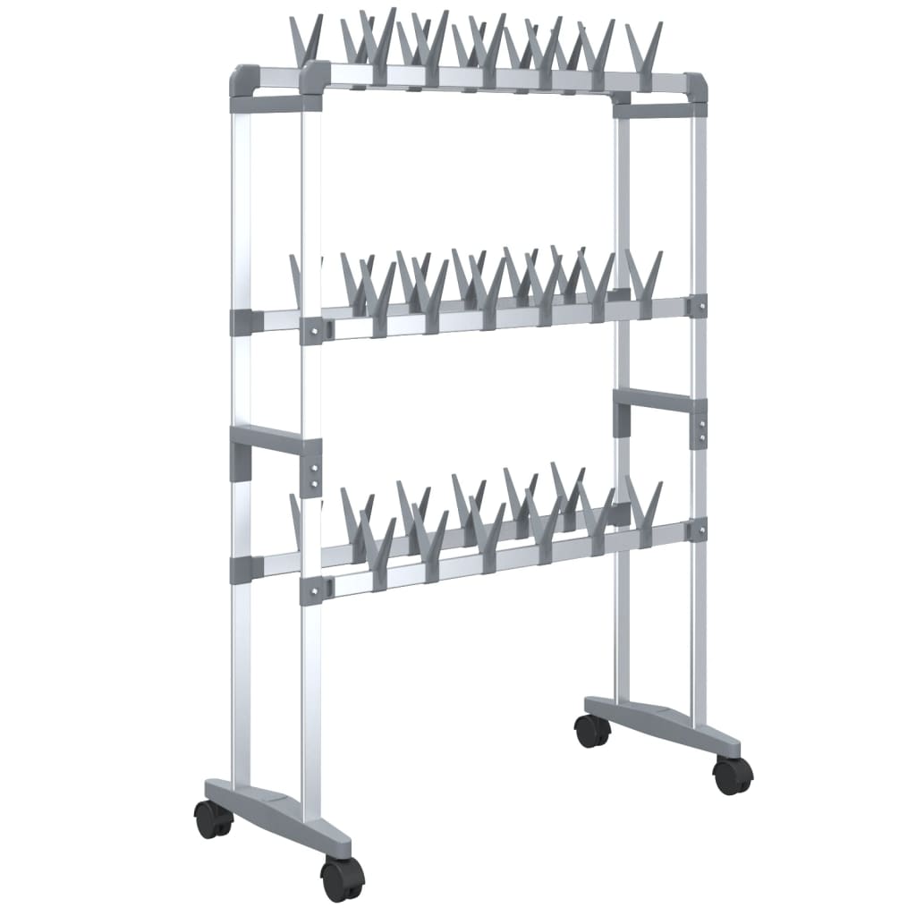 vidaXL Shoe Rack with Wheels Silver 66x27x100 cm