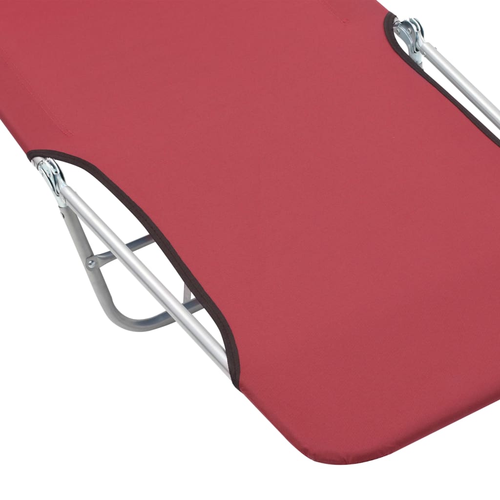 vidaXL Folding Sun Loungers 2 pcs Steel and Fabric Red