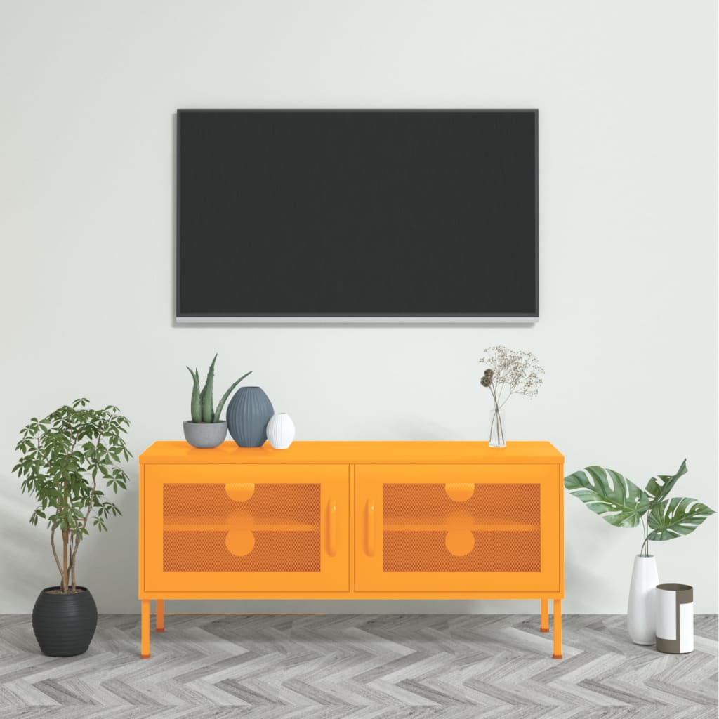 vidaXL TV Cabinet Mustard Yellow 105x35x50 cm Steel