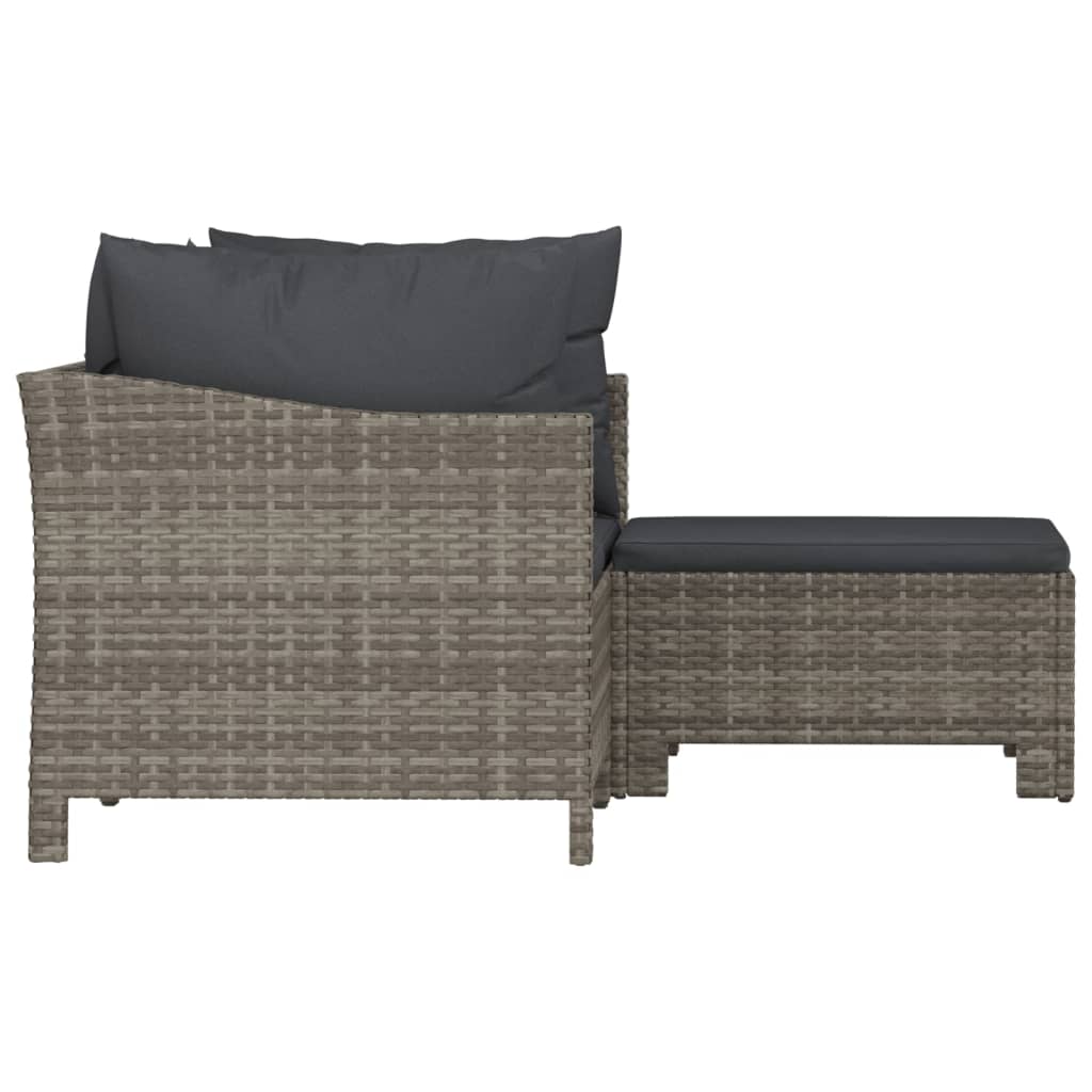 vidaXL 3 Piece Garden Lounge Set with Cushions Grey Poly Rattan