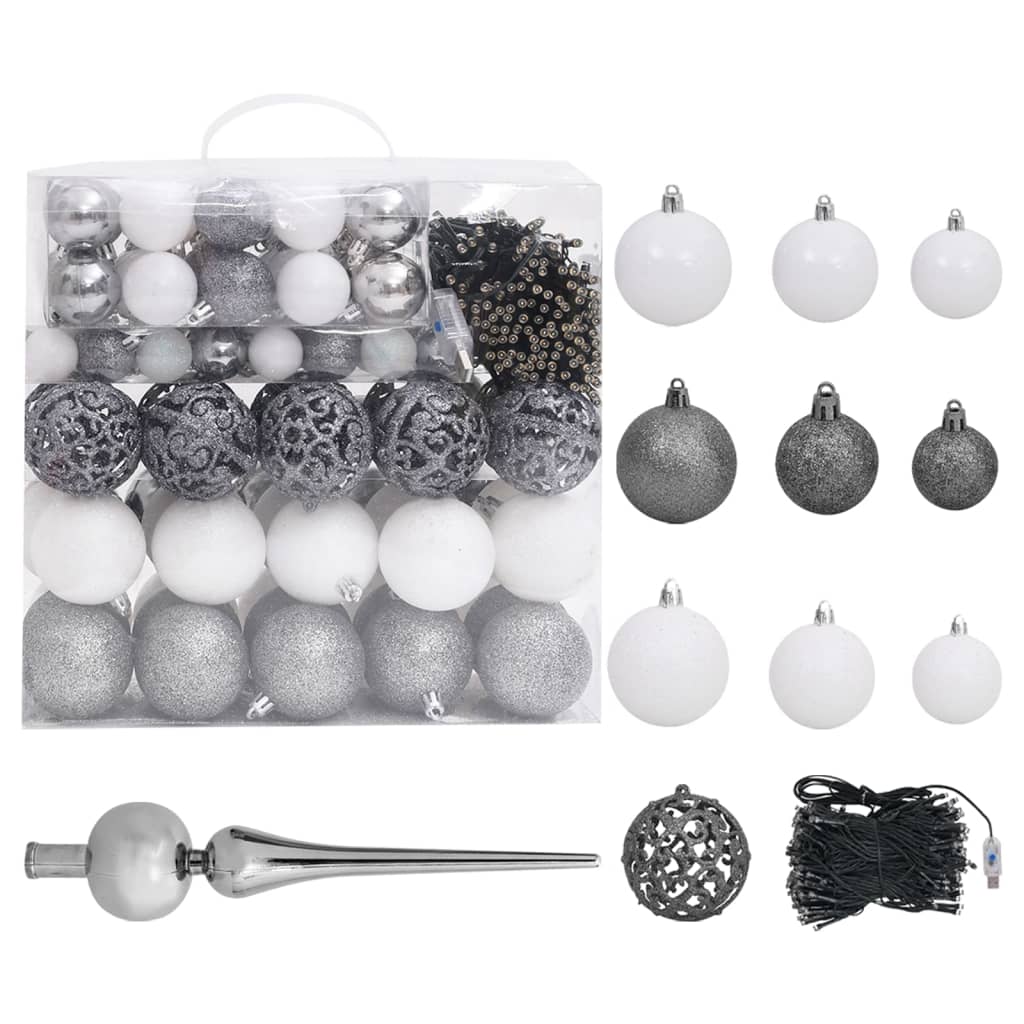 vidaXL Upside-down Artificial Pre-lit Christmas Tree with Ball Set 210 cm