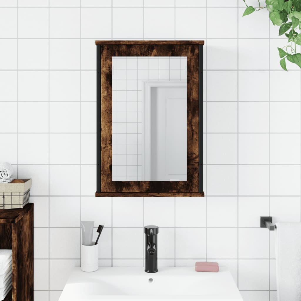 vidaXL Bathroom Mirror Cabinet Smoked Oak 42x12x60 cm Engineered Wood