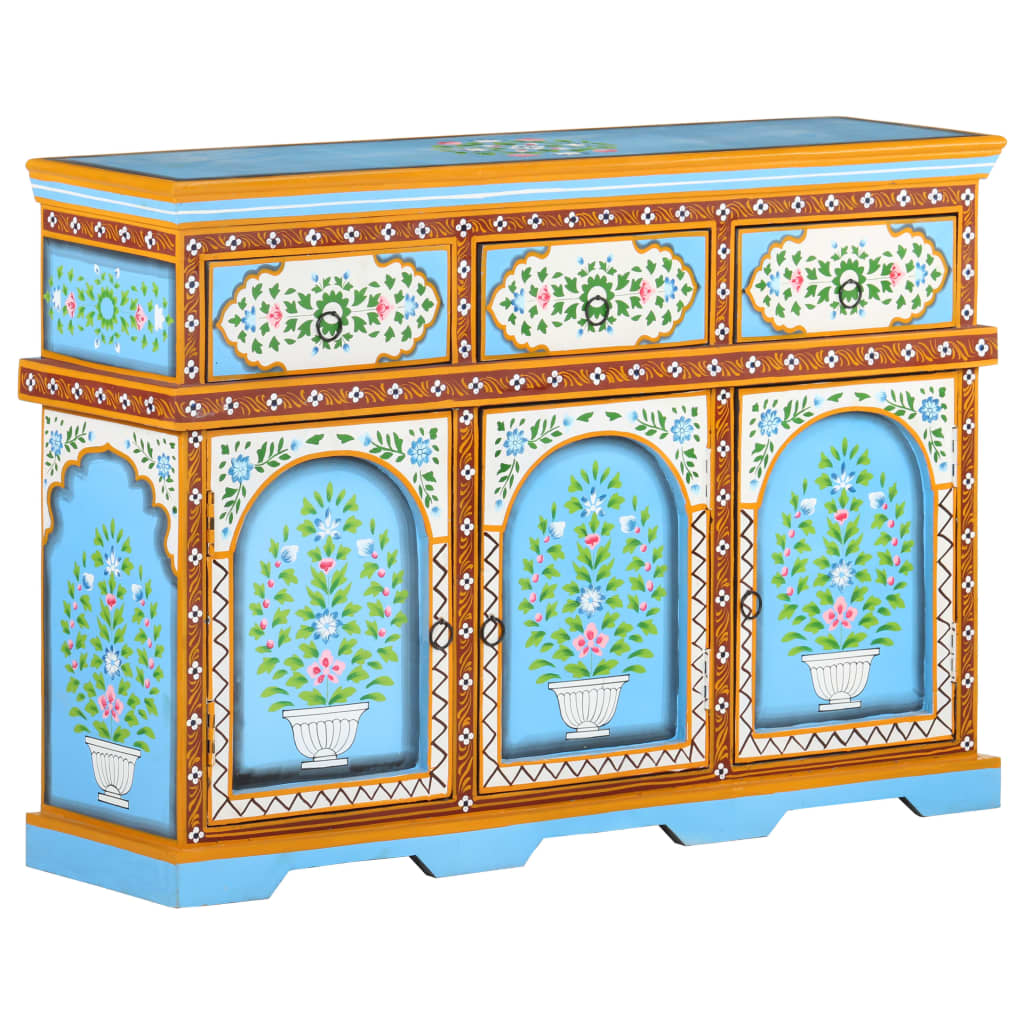 vidaXL Hand-Painted Sideboard Multicolour 110x30x76cm Solid Mango Wood