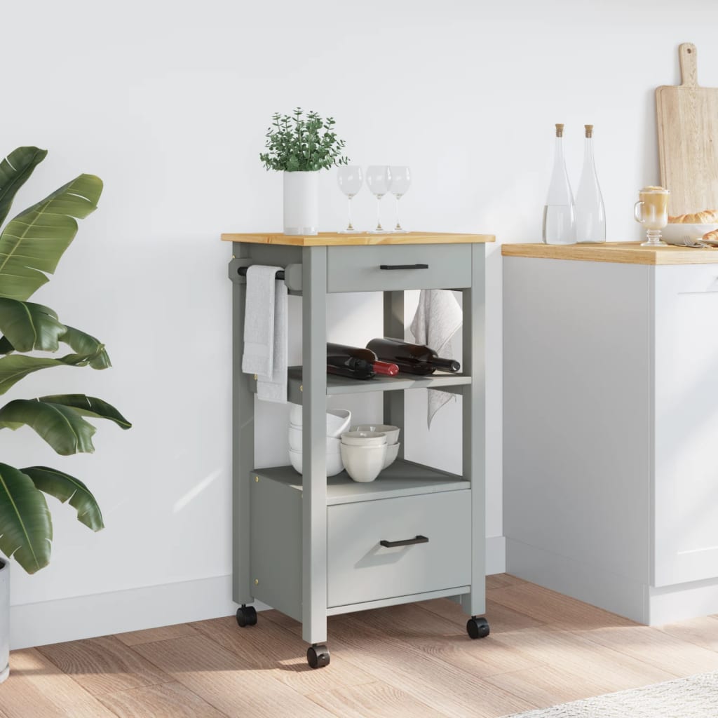 vidaXL Kitchen Trolley MONZA 48x40x90 cm Solid Wood Pine