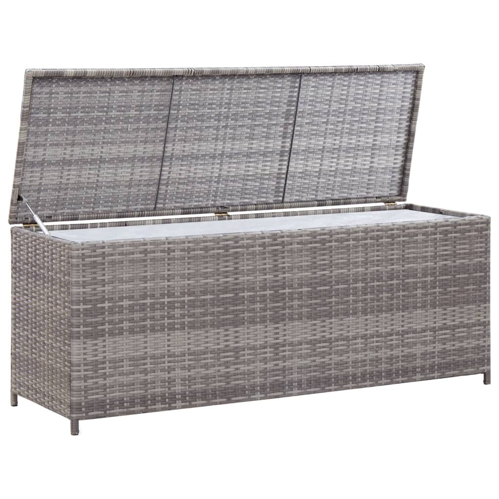 vidaXL Garden Storage Box Grey 120x50x60 cm Poly Rattan