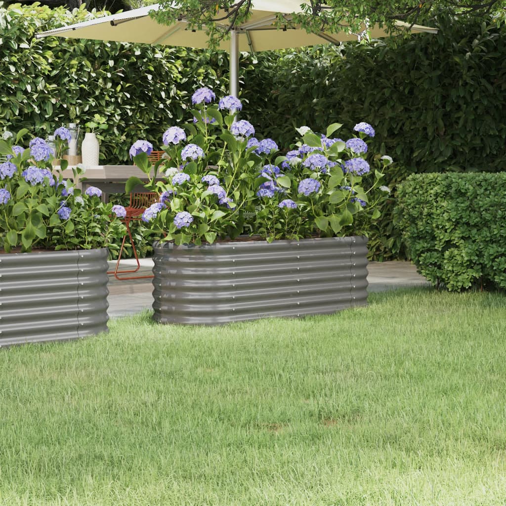 vidaXL Garden Raised Bed Powder-coated Steel 114x40x36 cm Grey