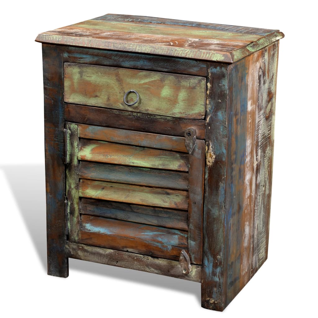 vidaXL End Table with 1 Drawer 1 Door Reclaimed Wood