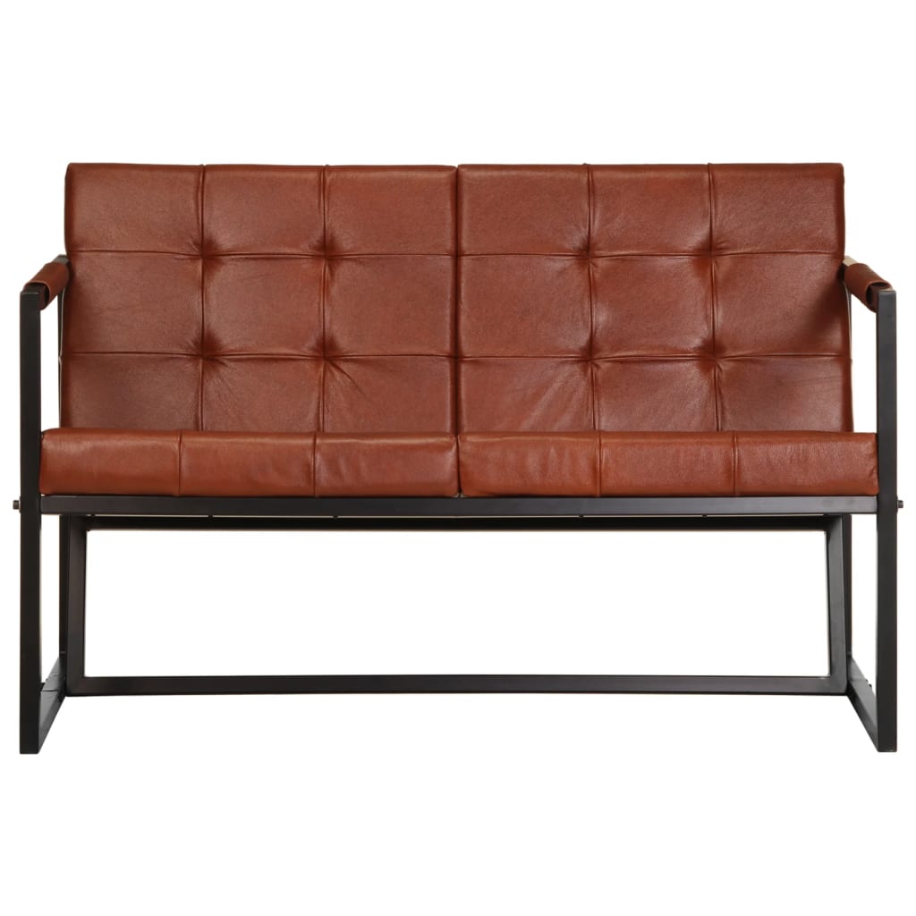 vidaXL 2-Seater Sofa Brown Real Goat Leather