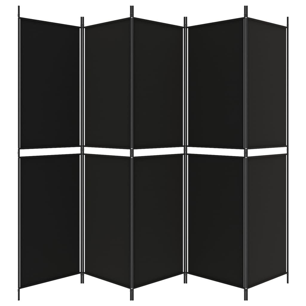 vidaXL 5-Panel Room Divider Black 250x200 cm Fabric