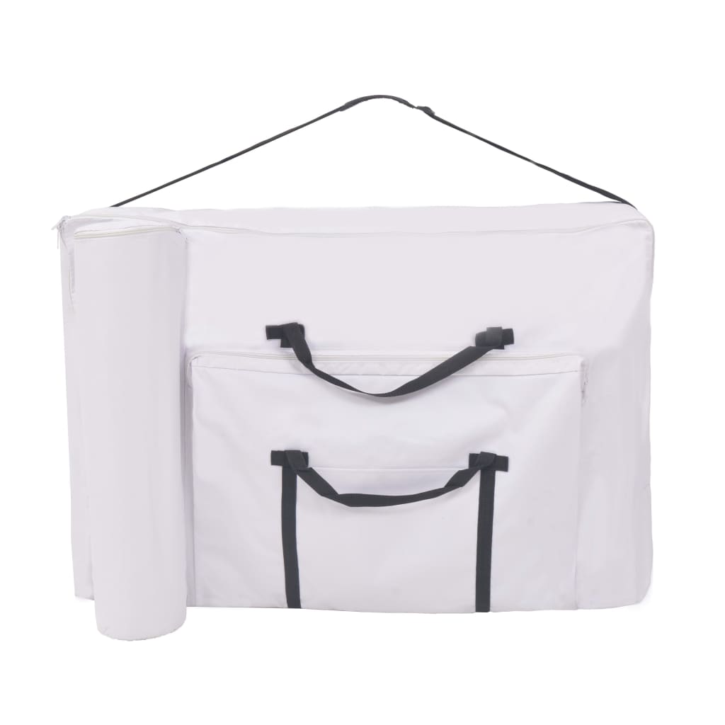 vidaXL 2-Zone Folding Massage Table and Stool Set 10 cm Thick White