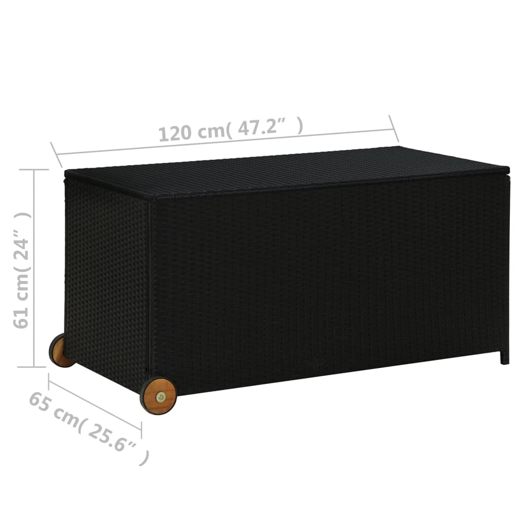 vidaXL Garden Storage Box Black 120x65x61 cm Poly Rattan