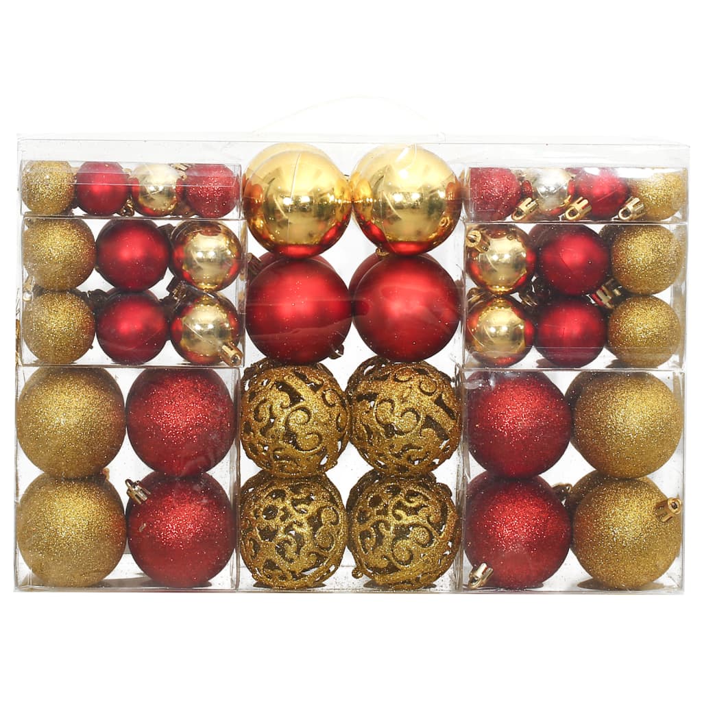 vidaXL Christmas Baubles 100 pcs Gold and Wine Red 3 / 4 / 6 cm