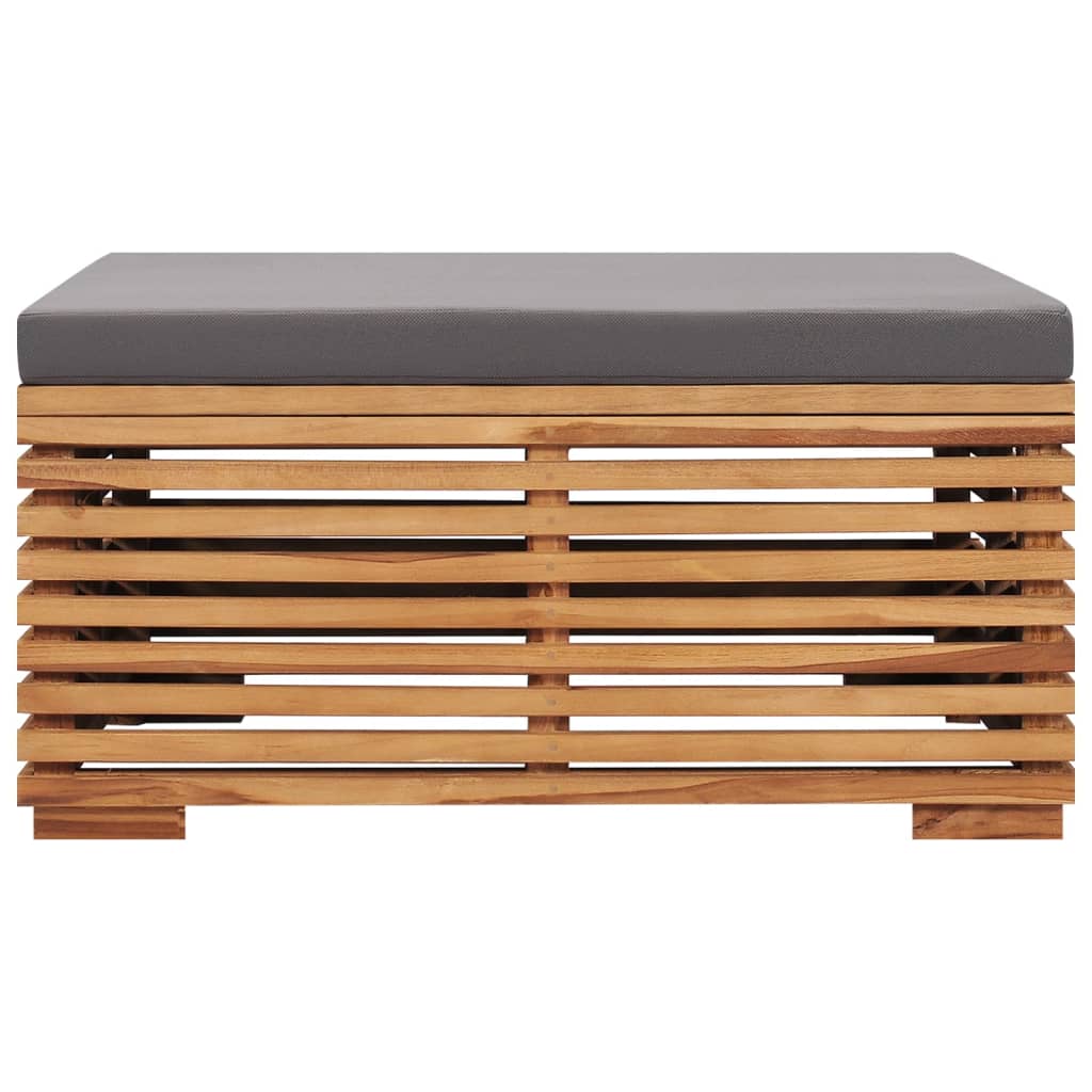 vidaXL Garden Table and Footrest Set&Dark Grey Cushion Solid Teak Wood