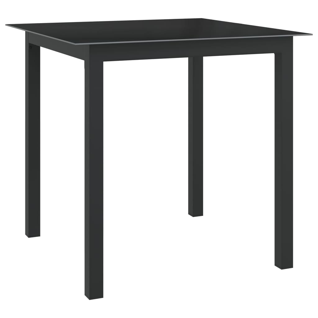 vidaXL Garden Table Black 80x80x74 cm Aluminium and Glass