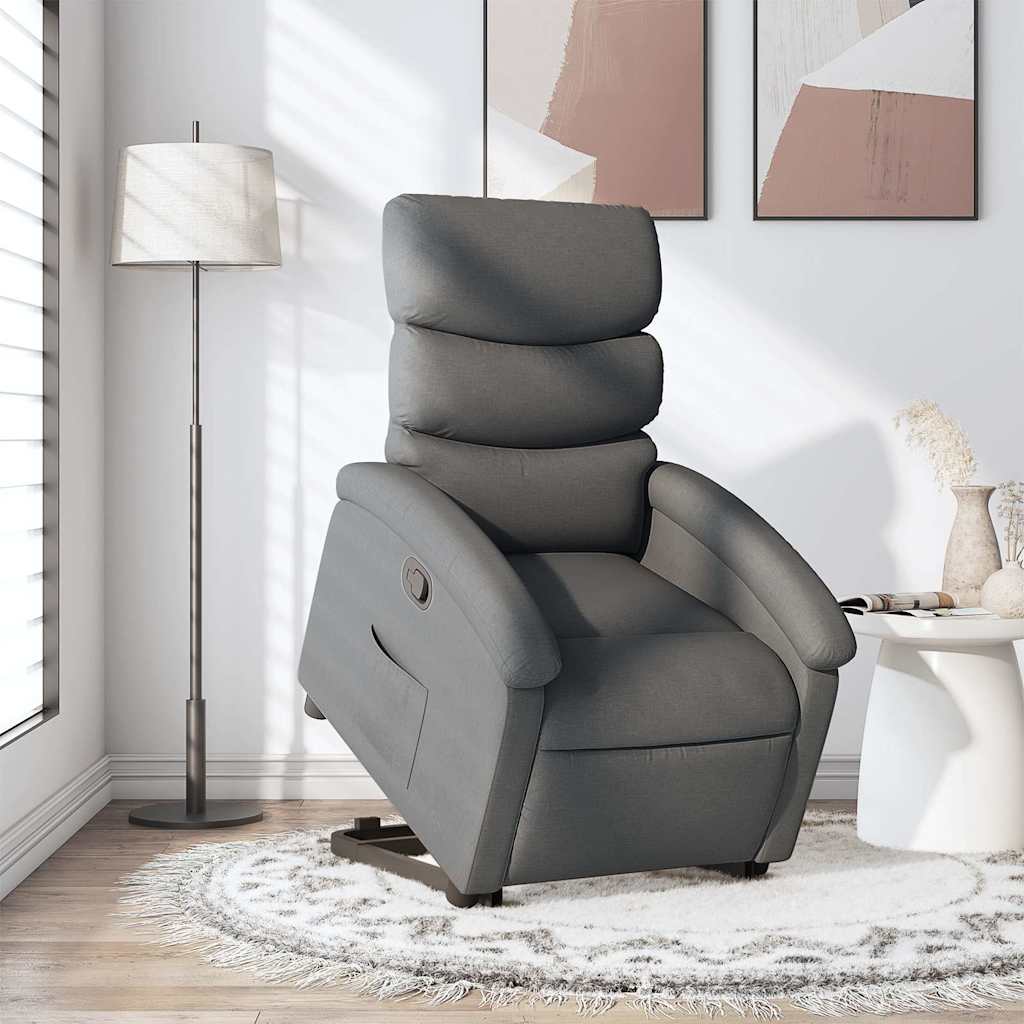 vidaXL Stand up Recliner Chair Dark Grey Fabric