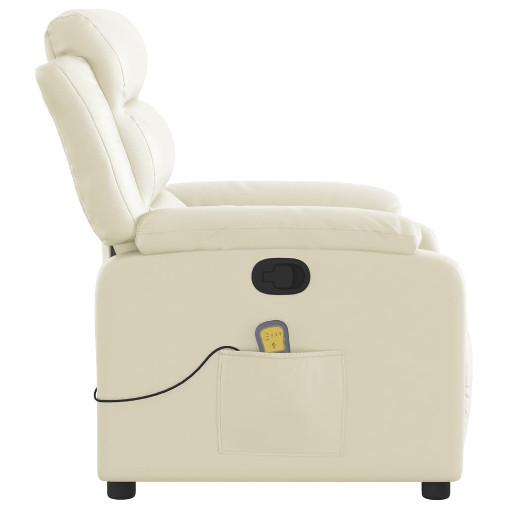 vidaXL Massage Recliner Chair Cream Faux Leather