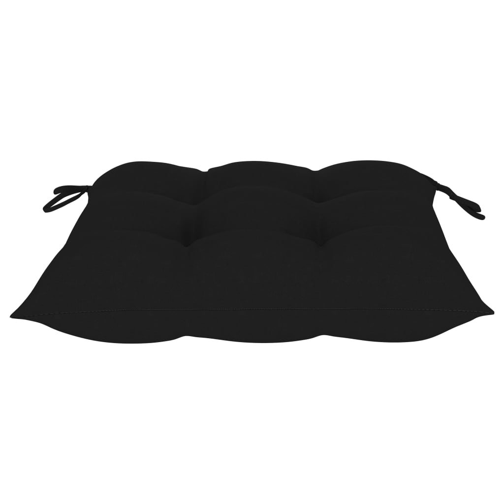 vidaXL Garden Chairs 2 pcs with Black Cushions Solid Teak Wood