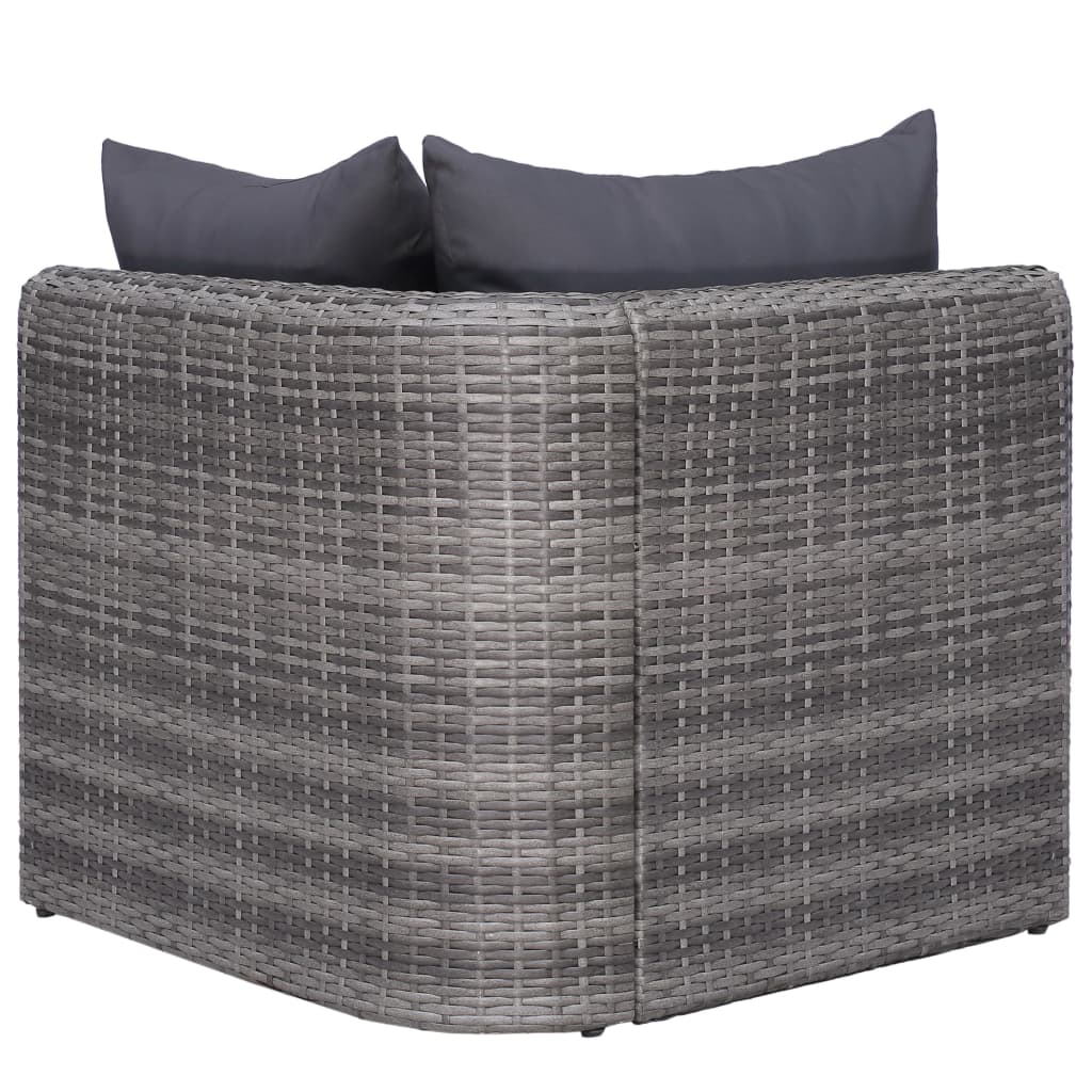 vidaXL 10 Piece Garden Lounge Set with Cushions Poly Rattan Grey