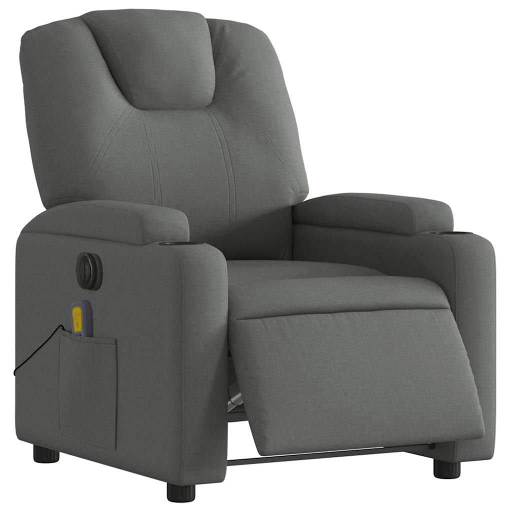 vidaXL Electric Massage Recliner Chair Dark Grey Fabric