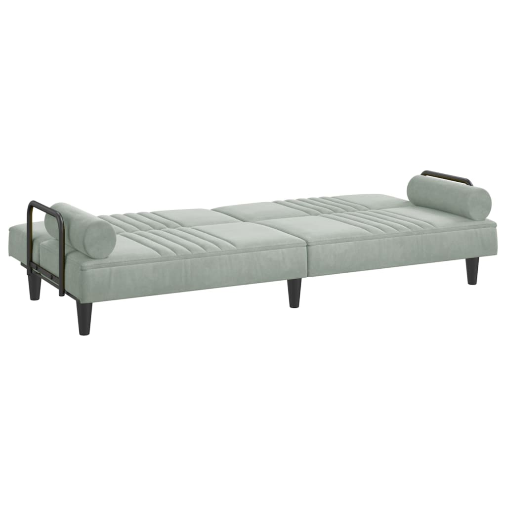 vidaXL Sofa Bed with Armrests Light Grey Velvet