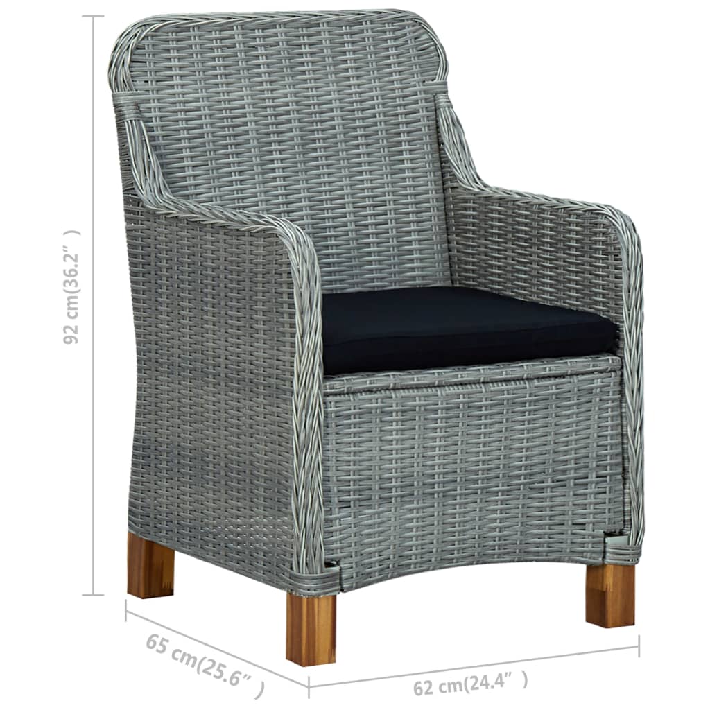 vidaXL 9 Piece Outdoor Dining Set with Cushions Poly Rattan Light Grey
