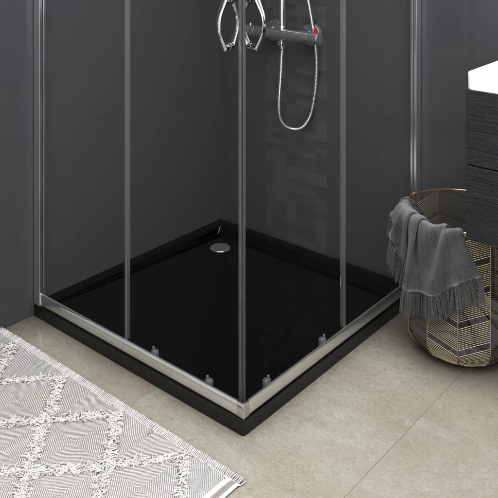 vidaXL Square ABS Shower Base Tray Black 90x90 cm
