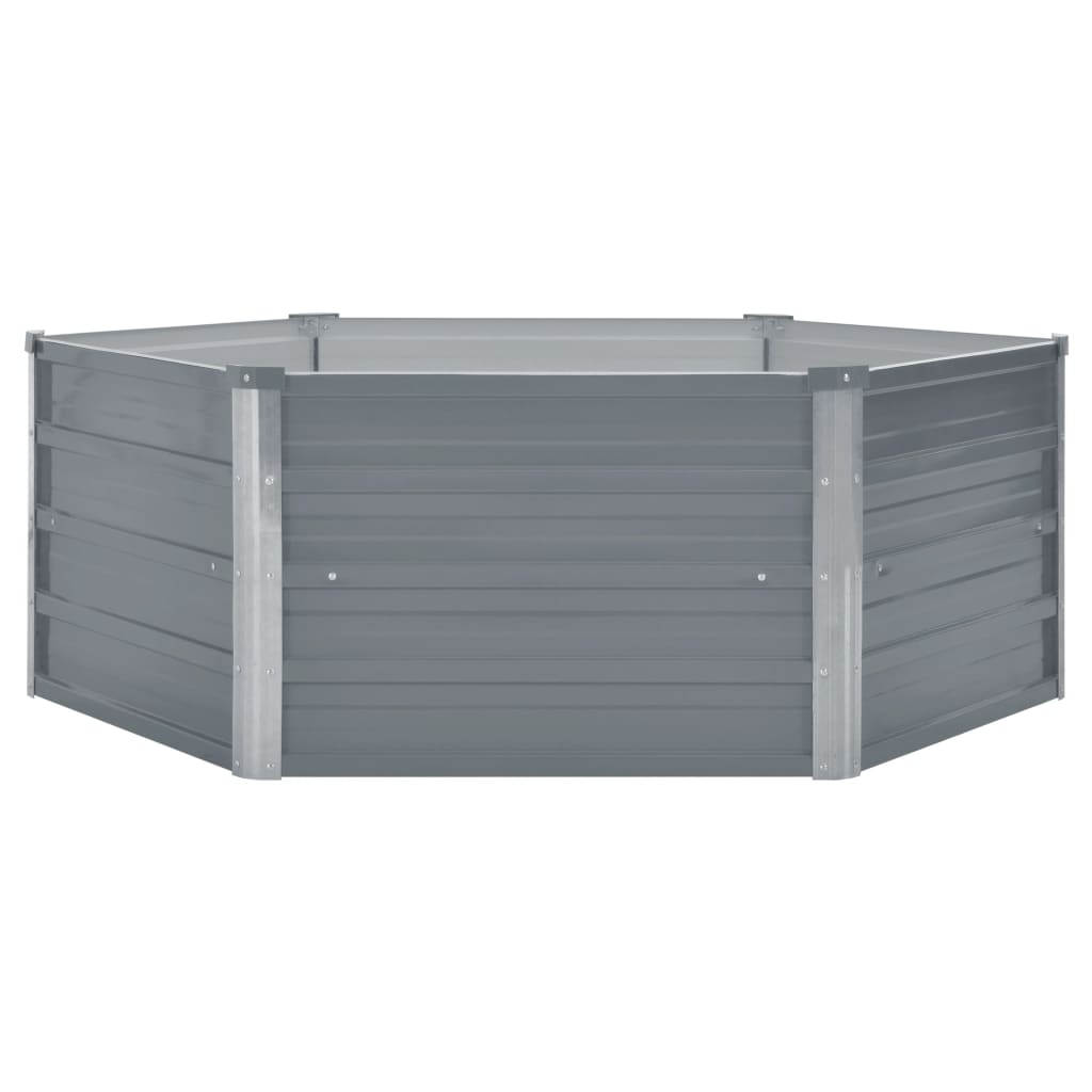 vidaXL Raised Garden Bed 129x129x46 cm Galvanised Steel Grey