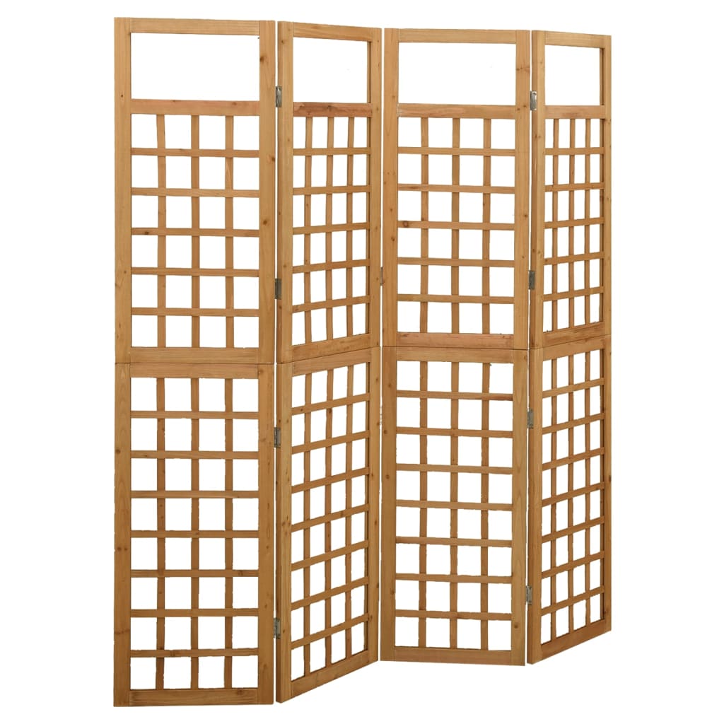 vidaXL 4-Panel Room Divider/Trellis Solid Fir Wood 161x180 cm