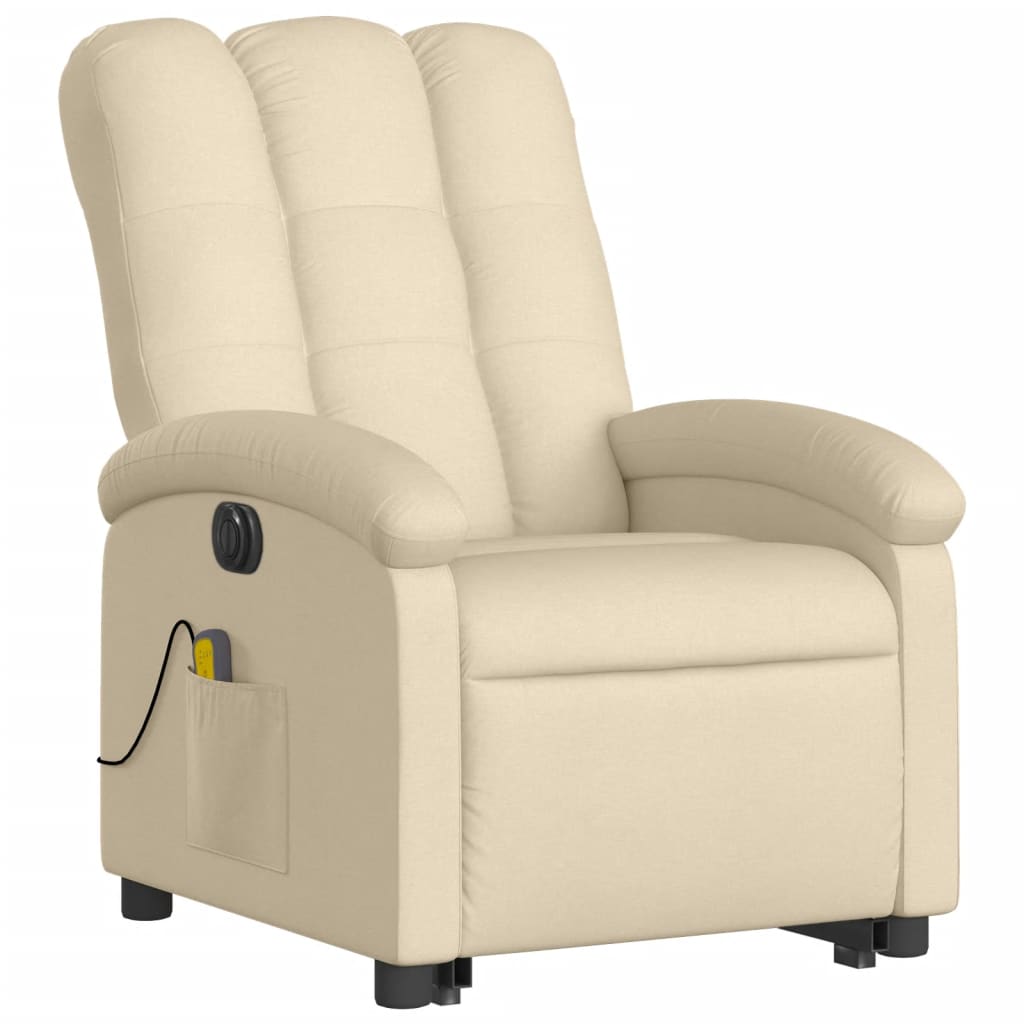 vidaXL Electric Stand up Massage Recliner Chair Cream Fabric