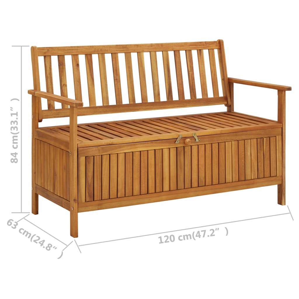 vidaXL Garden Storage Bench 120 cm Solid Acacia Wood