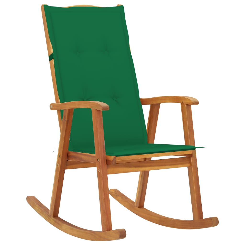 vidaXL Rocking Chair with Cushions Solid Acacia Wood