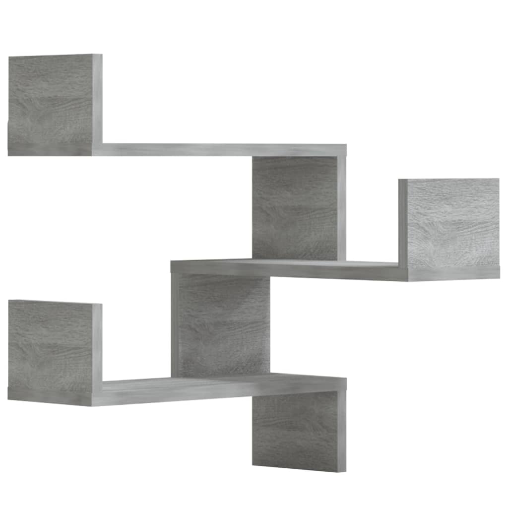 vidaXL Wall Corner Shelves 2 pcs Grey Sonoma 40x40x50 cm Engineered Wood