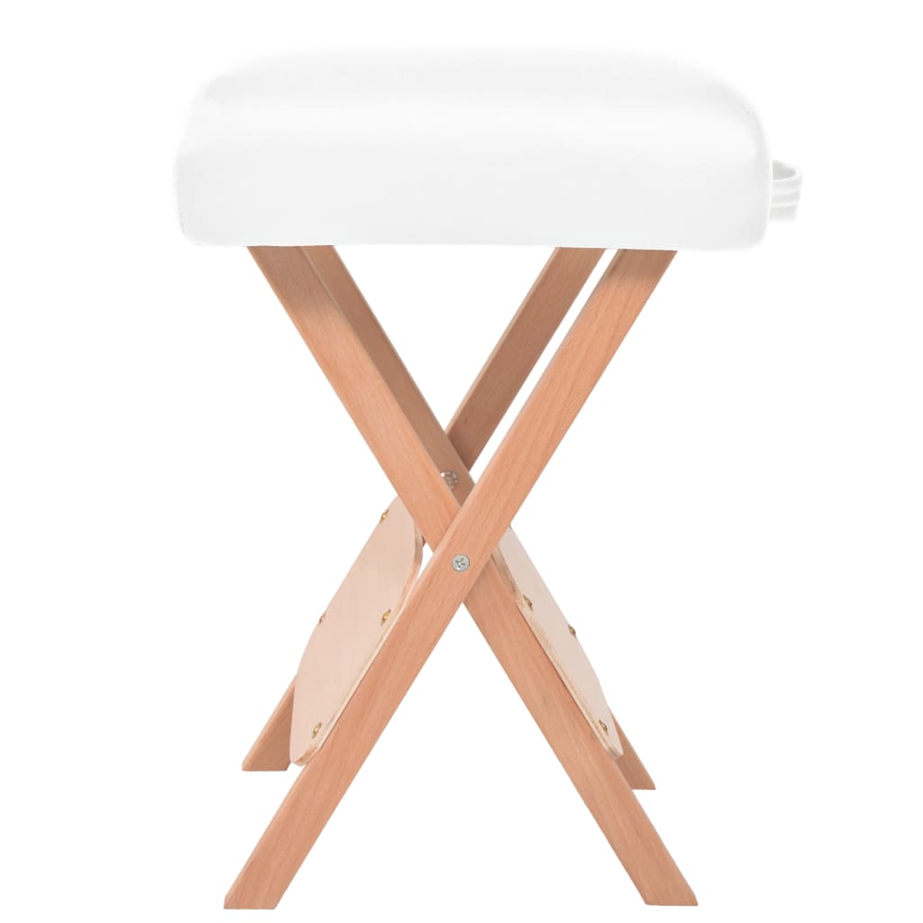 vidaXL Folding Massage Stool with 12 cm Thick Seat White