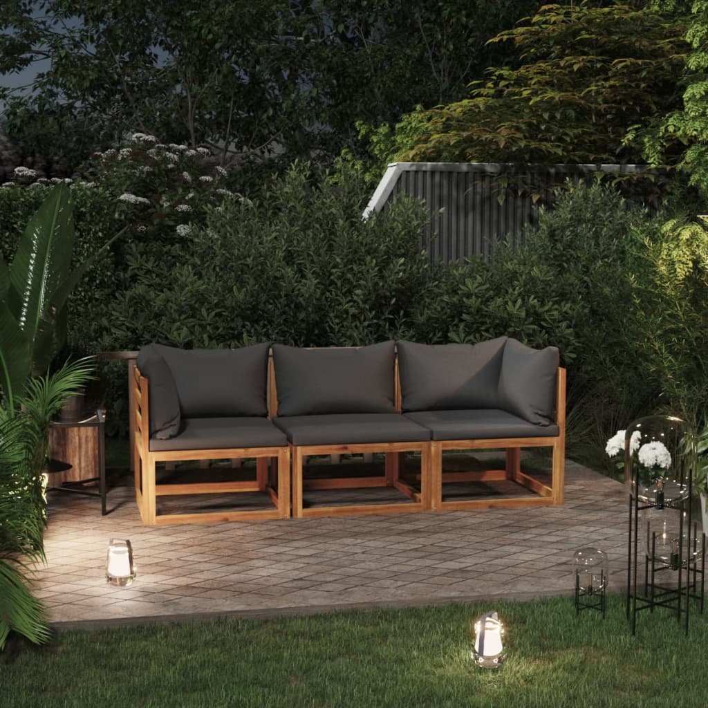 vidaXL 3-Seater Garden Sofa with Cushion Solid Acacia Wood