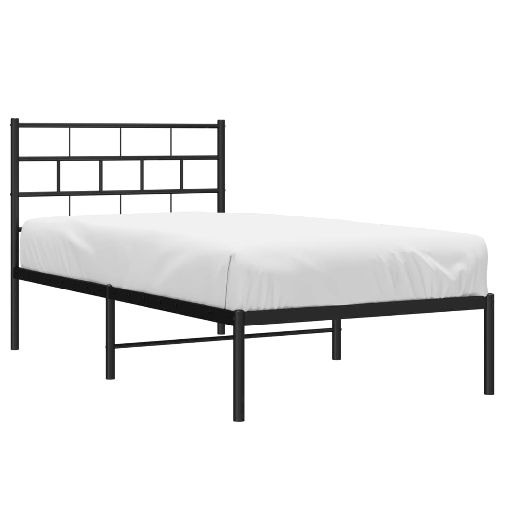 vidaXL Metal Bed Frame without Mattress with Headboard Black 100x190 cm