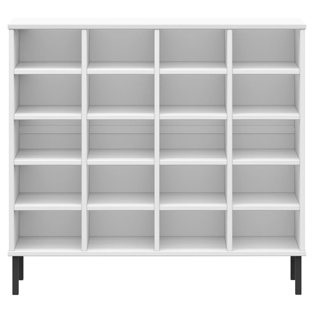 vidaXL Shoe Rack with Metal Legs White 95x35x87 cm Solid Wood OSLO