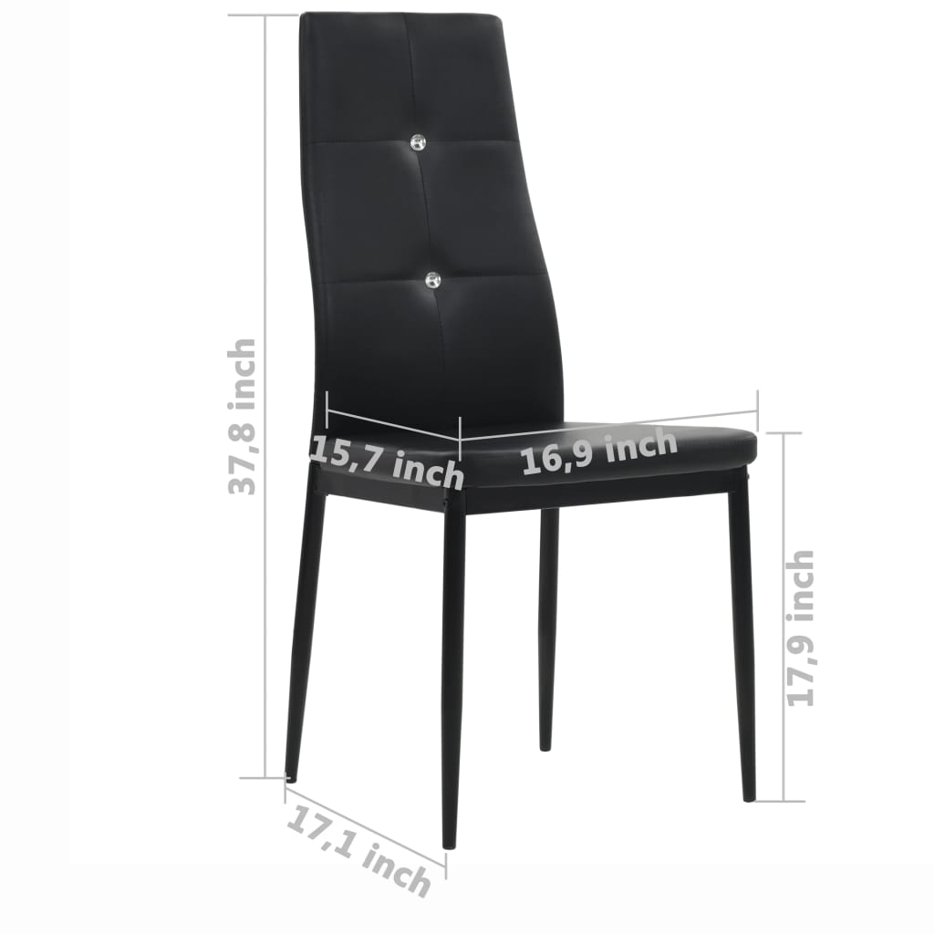 vidaXL Dining Chairs 4 pcs Black Faux Leather(US only)