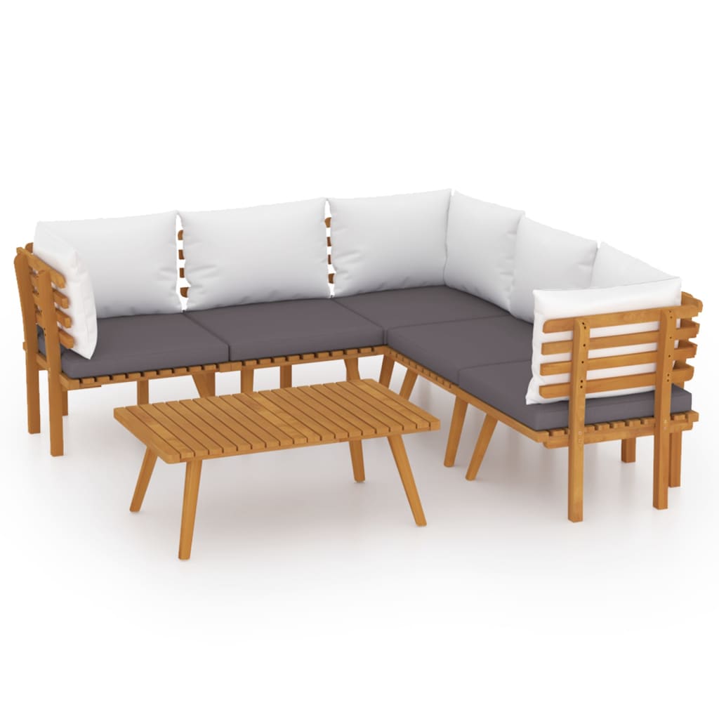 vidaXL 6 Piece Garden Lounge Set with Cushions Solid Wood Acacia