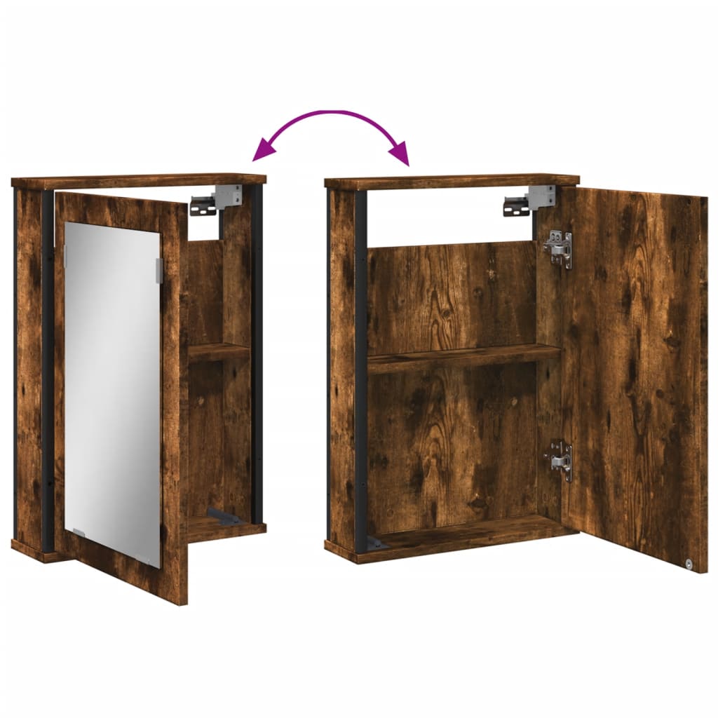 vidaXL Bathroom Mirror Cabinet Smoked Oak 42x12x60 cm Engineered Wood