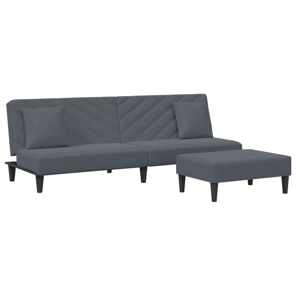 vidaXL 2 Piece Sofa Set with Pillows Dark Grey Velvet