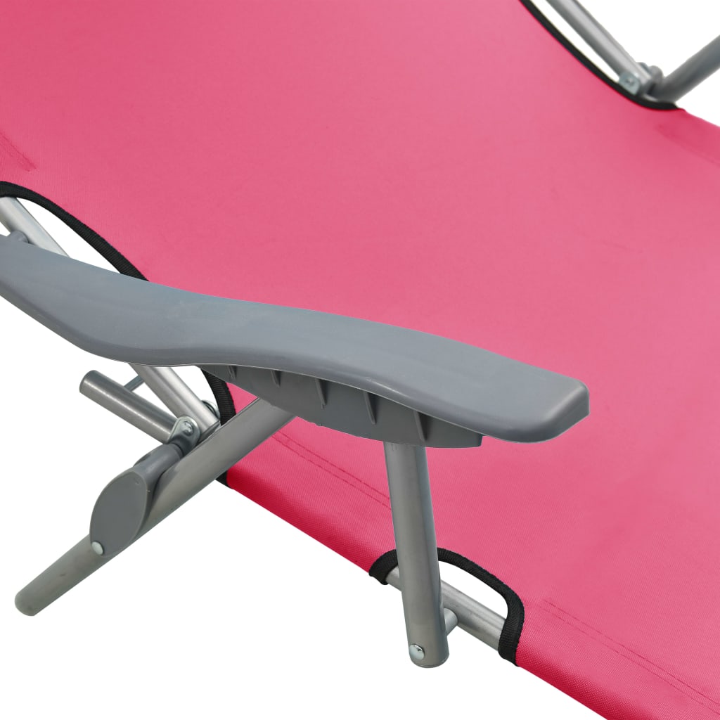 vidaXL Sun Lounger with Canopy Steel Pink