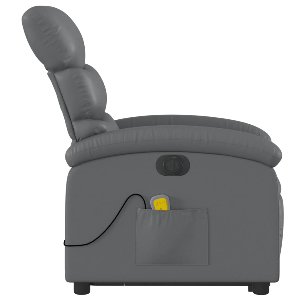 vidaXL Electric Stand up Massage Recliner Chair Grey Faux Leather